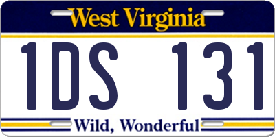 WV license plate 1DS131