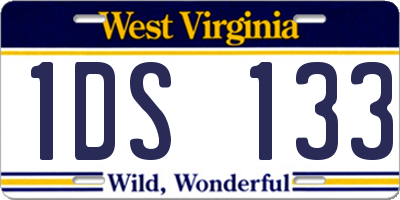 WV license plate 1DS133