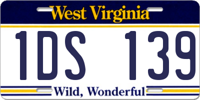 WV license plate 1DS139