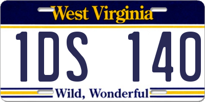 WV license plate 1DS140