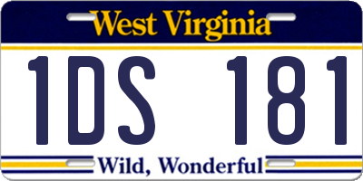 WV license plate 1DS181