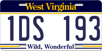 WV license plate 1DS193