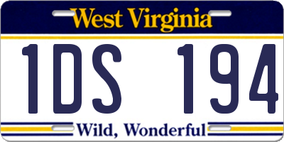 WV license plate 1DS194