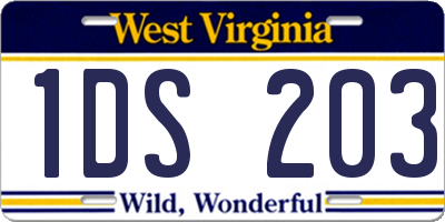 WV license plate 1DS203