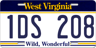 WV license plate 1DS208