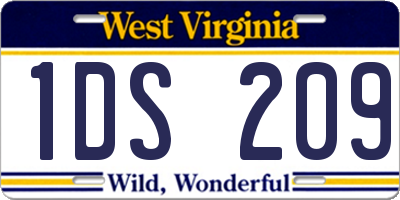 WV license plate 1DS209