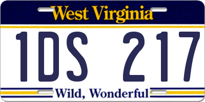 WV license plate 1DS217