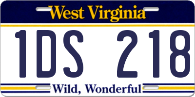 WV license plate 1DS218