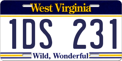 WV license plate 1DS231