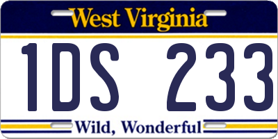 WV license plate 1DS233