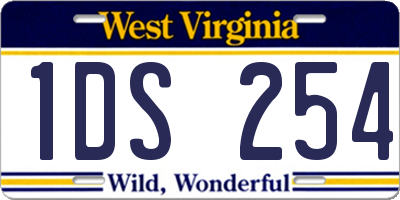 WV license plate 1DS254