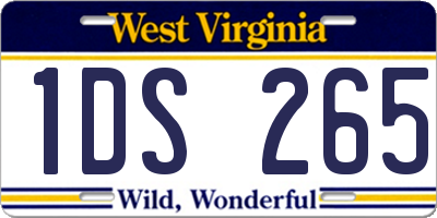 WV license plate 1DS265