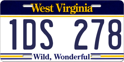 WV license plate 1DS278