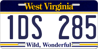 WV license plate 1DS285