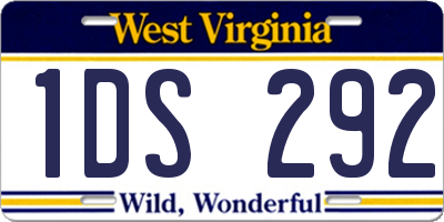 WV license plate 1DS292