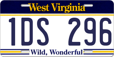 WV license plate 1DS296