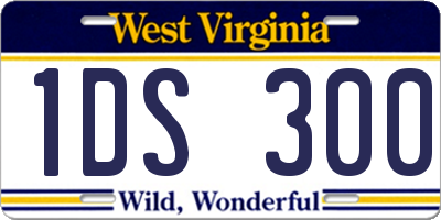 WV license plate 1DS300