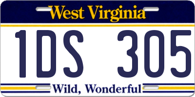 WV license plate 1DS305
