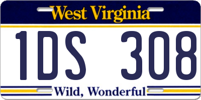 WV license plate 1DS308