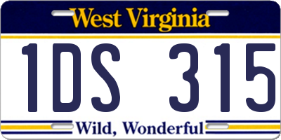 WV license plate 1DS315