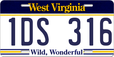 WV license plate 1DS316
