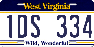 WV license plate 1DS334