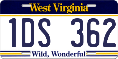 WV license plate 1DS362