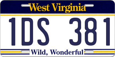 WV license plate 1DS381