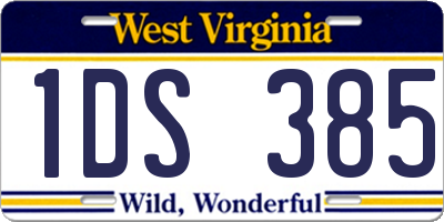 WV license plate 1DS385