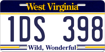 WV license plate 1DS398
