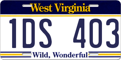 WV license plate 1DS403