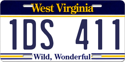WV license plate 1DS411