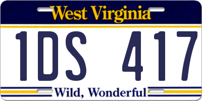 WV license plate 1DS417