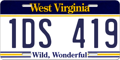 WV license plate 1DS419