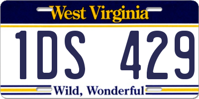WV license plate 1DS429