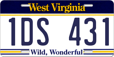 WV license plate 1DS431
