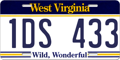 WV license plate 1DS433