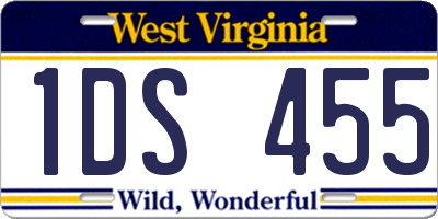 WV license plate 1DS455