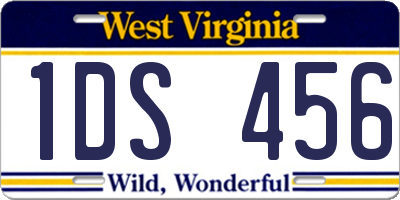WV license plate 1DS456