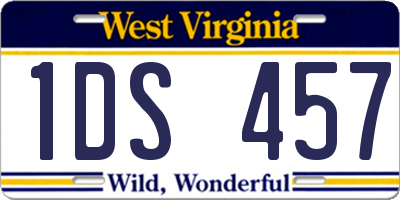 WV license plate 1DS457