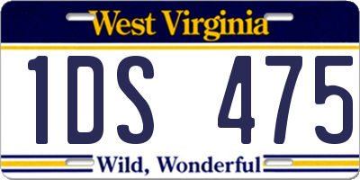 WV license plate 1DS475