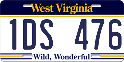 WV license plate 1DS476