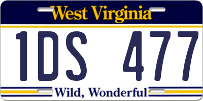 WV license plate 1DS477