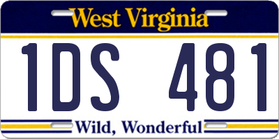 WV license plate 1DS481