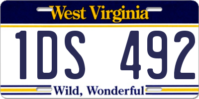 WV license plate 1DS492