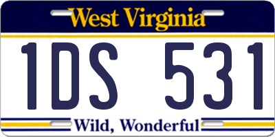 WV license plate 1DS531