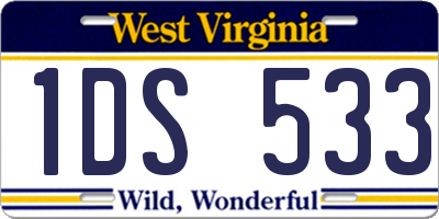 WV license plate 1DS533