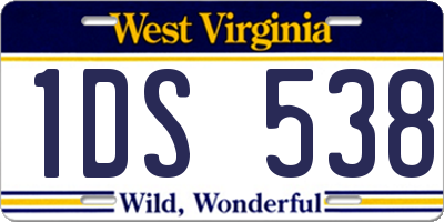 WV license plate 1DS538