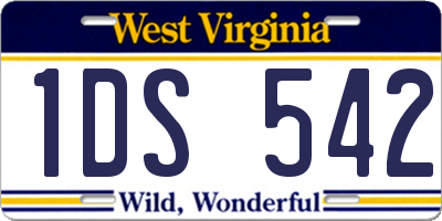 WV license plate 1DS542
