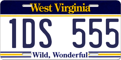 WV license plate 1DS555